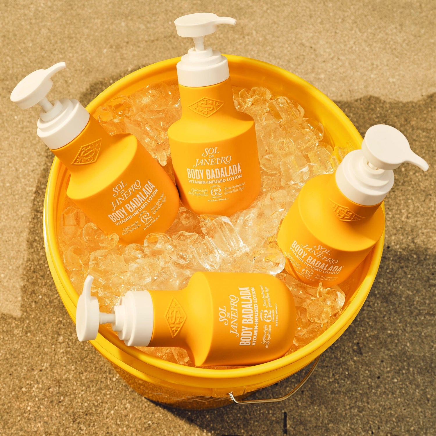 new sol de janeiro body badalada lotion. This image is of badalada lotion in a bucket with ice. 